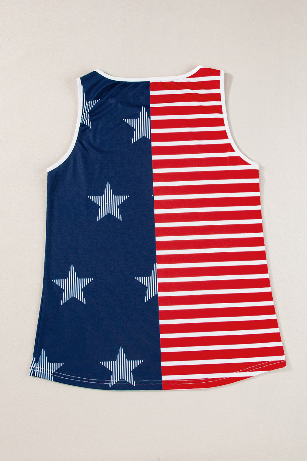 Red USA Flag Printed Round Neck Tank Top