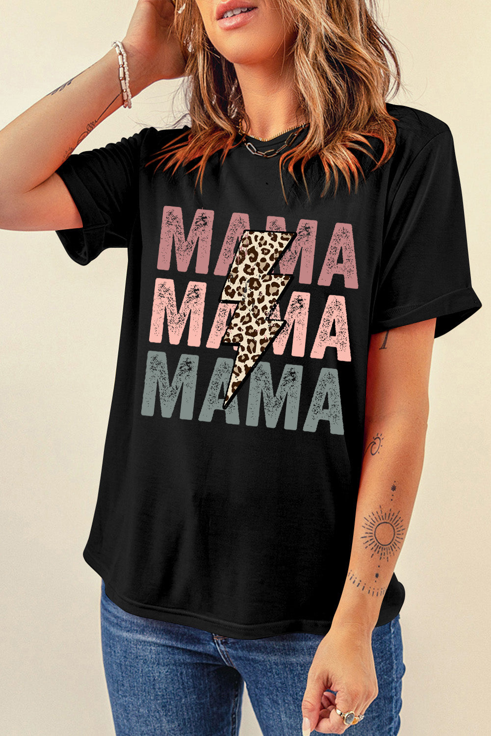 Black MAMA Bolt Graphic Tee