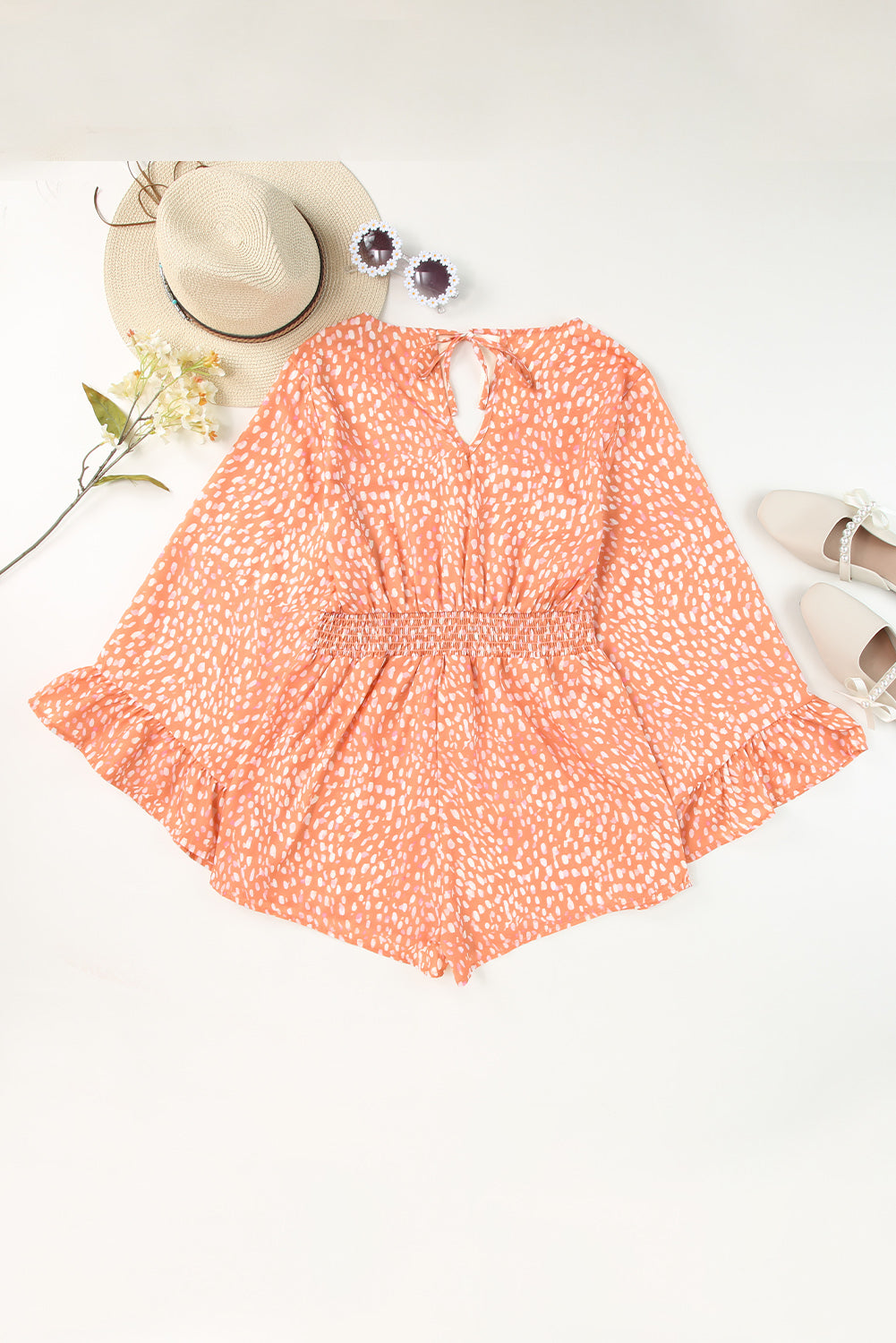 Orange Animal Spotted Print Romper