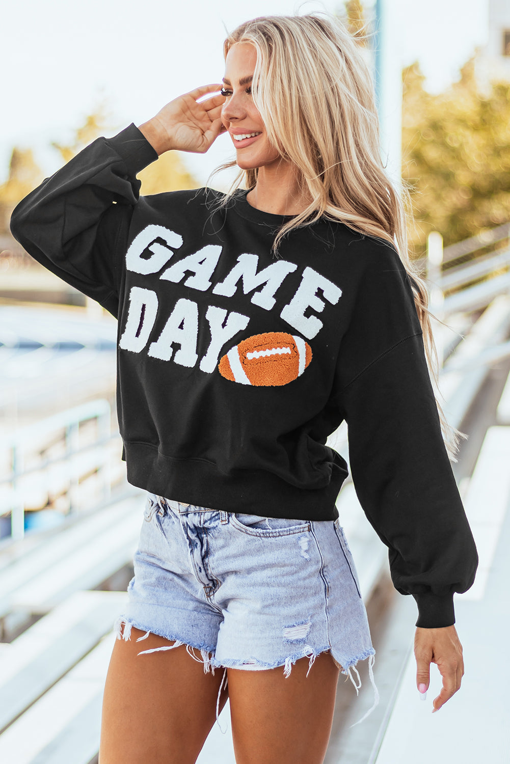 GAME DAY Graphic Varsity Pullover Sweatshirt