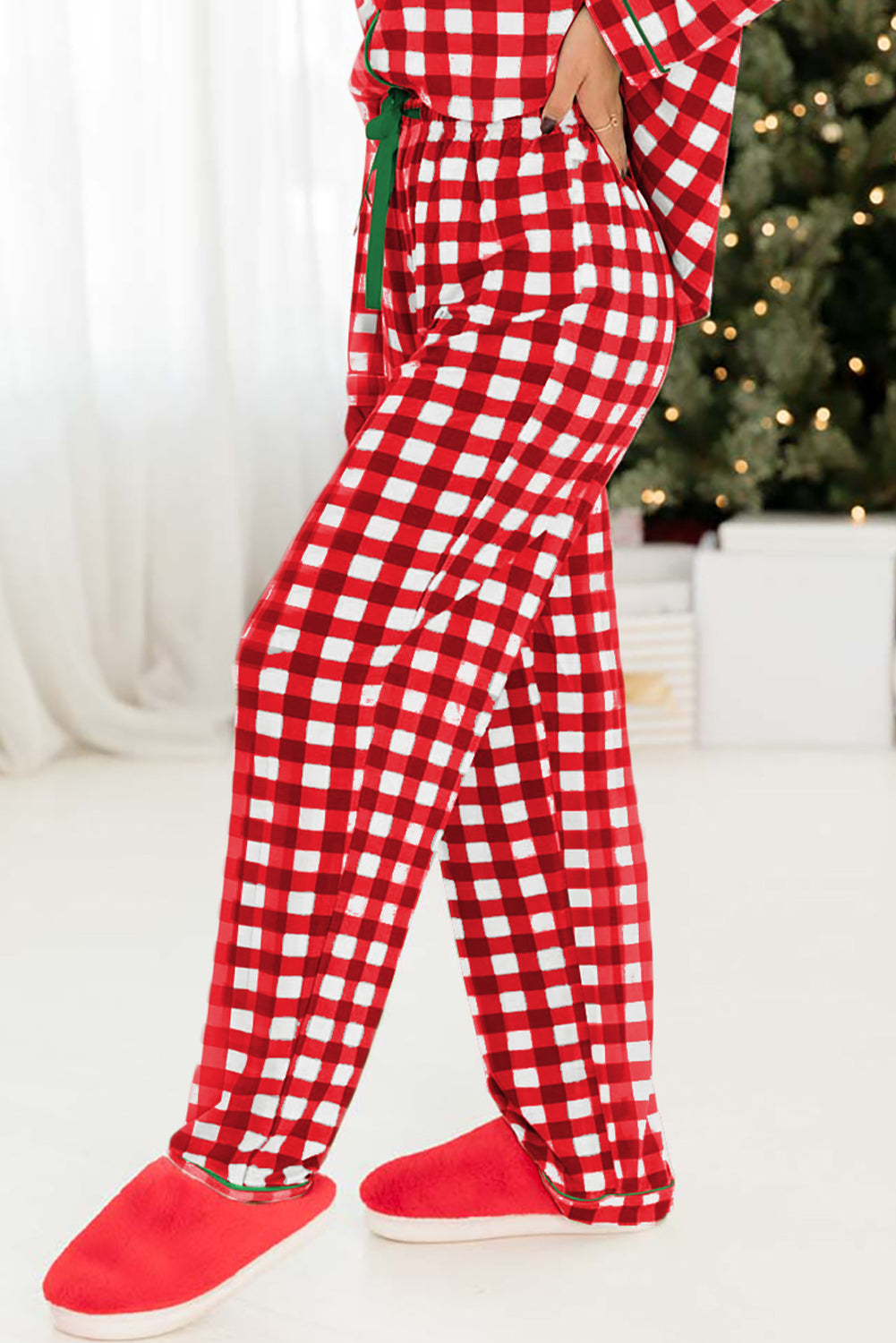 Christmas Plaid Print Shirt and Pants Pajama Set