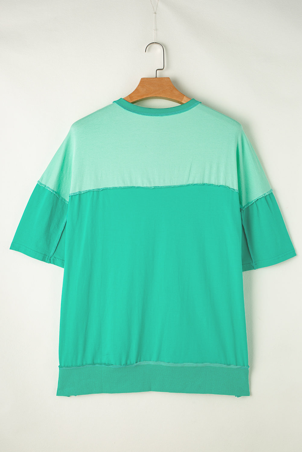 Contrast Color Patchwork Half Button T Shirt