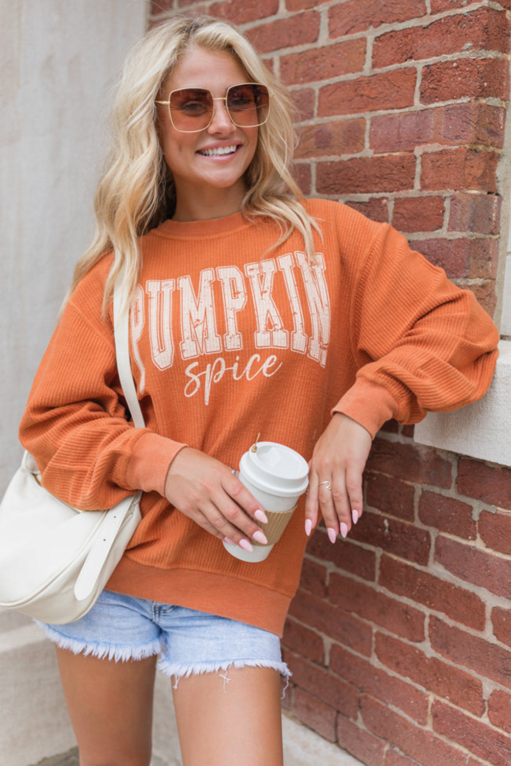 Pumpkin Spice Graphic Corded Crewneck Sweatshirt