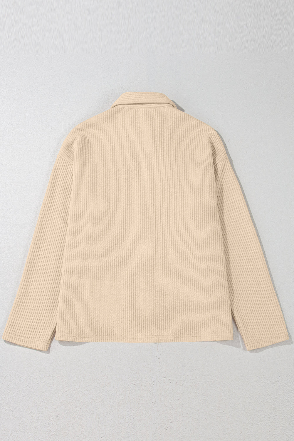 Solid Color Corduroy Buttoned Long Sleeve Shacket