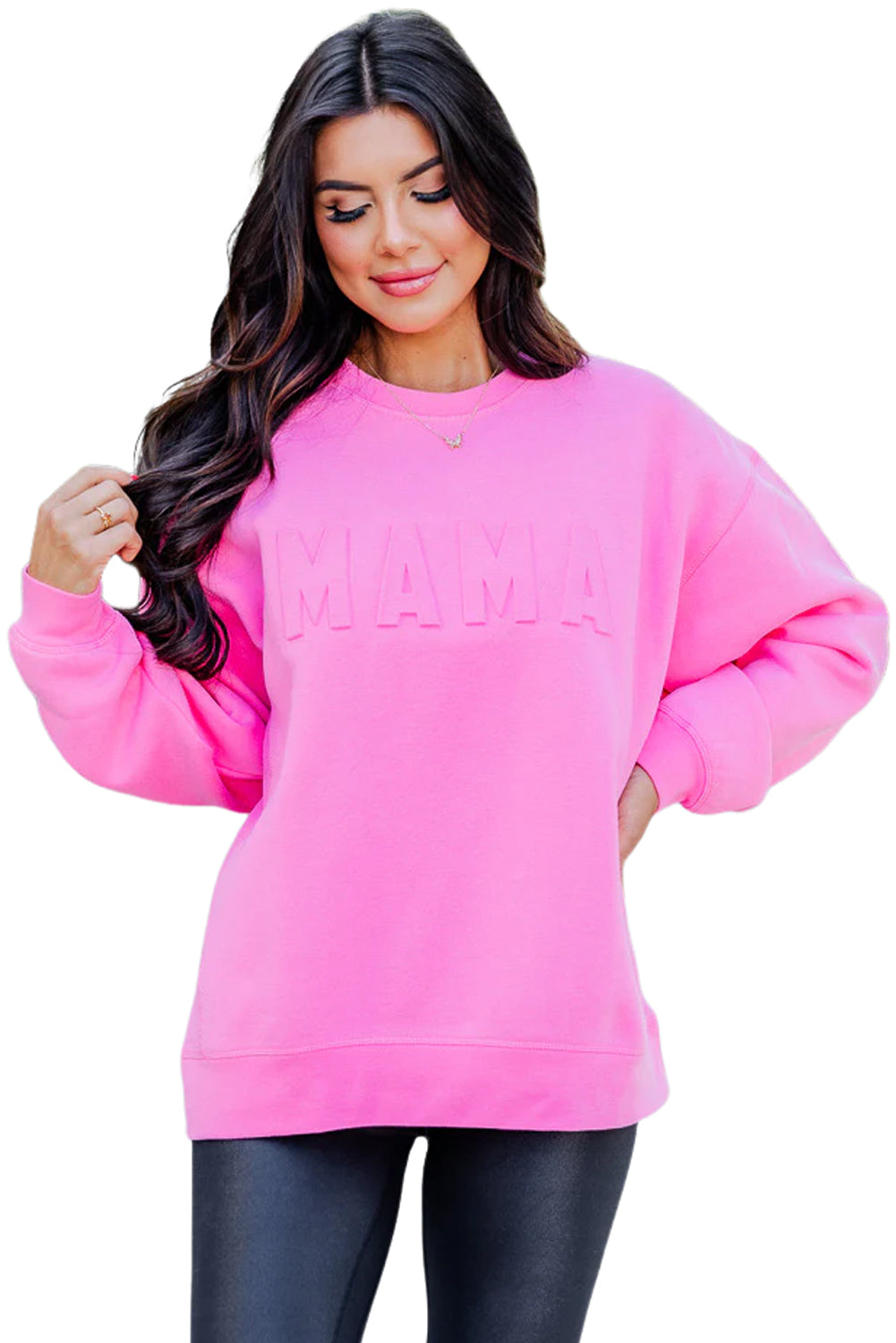 MAMA Letter Embossed Casual Sweatshirt