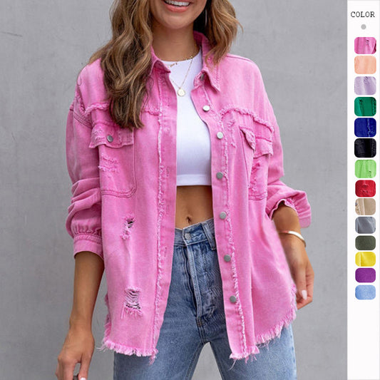 Grungy Ripped Jacket Casual Top