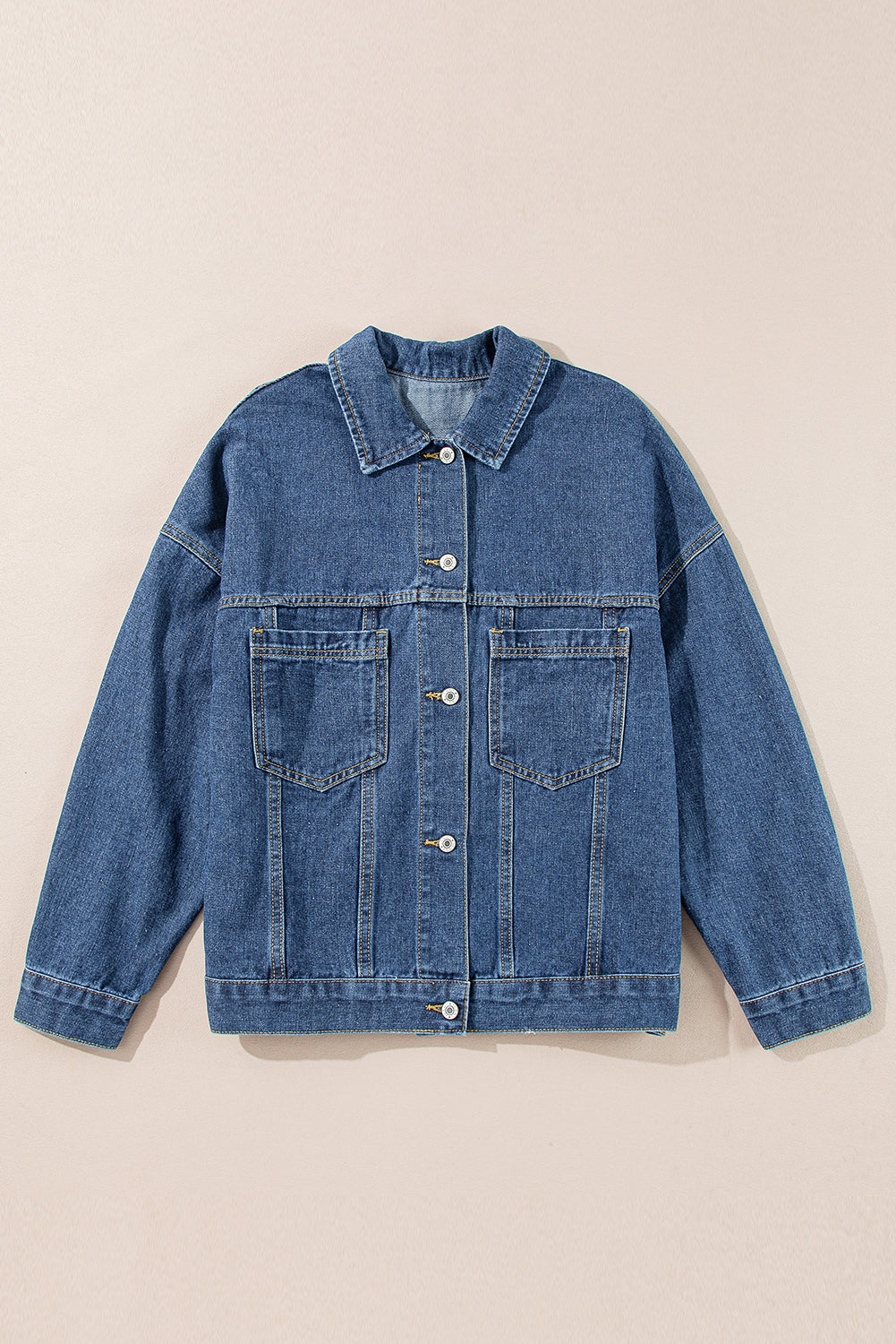 Black Washed Oversize Pocketed Denim Jacket