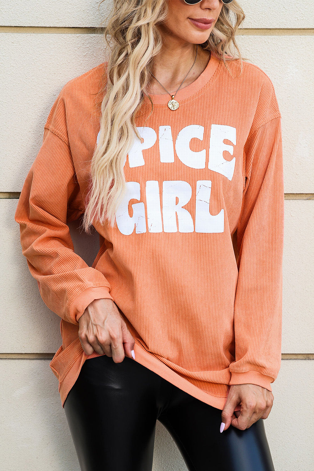 Orange Corded SPICE GIRL Graphic Sweatshirt