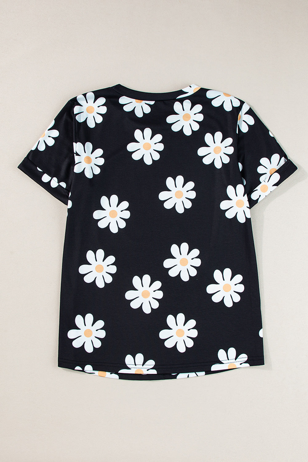 Sky Blue Daisy Printed Crewneck T Shirt