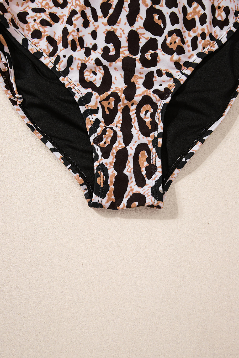 Black Crossed Tie Back Leopard Bikini Swimsuit