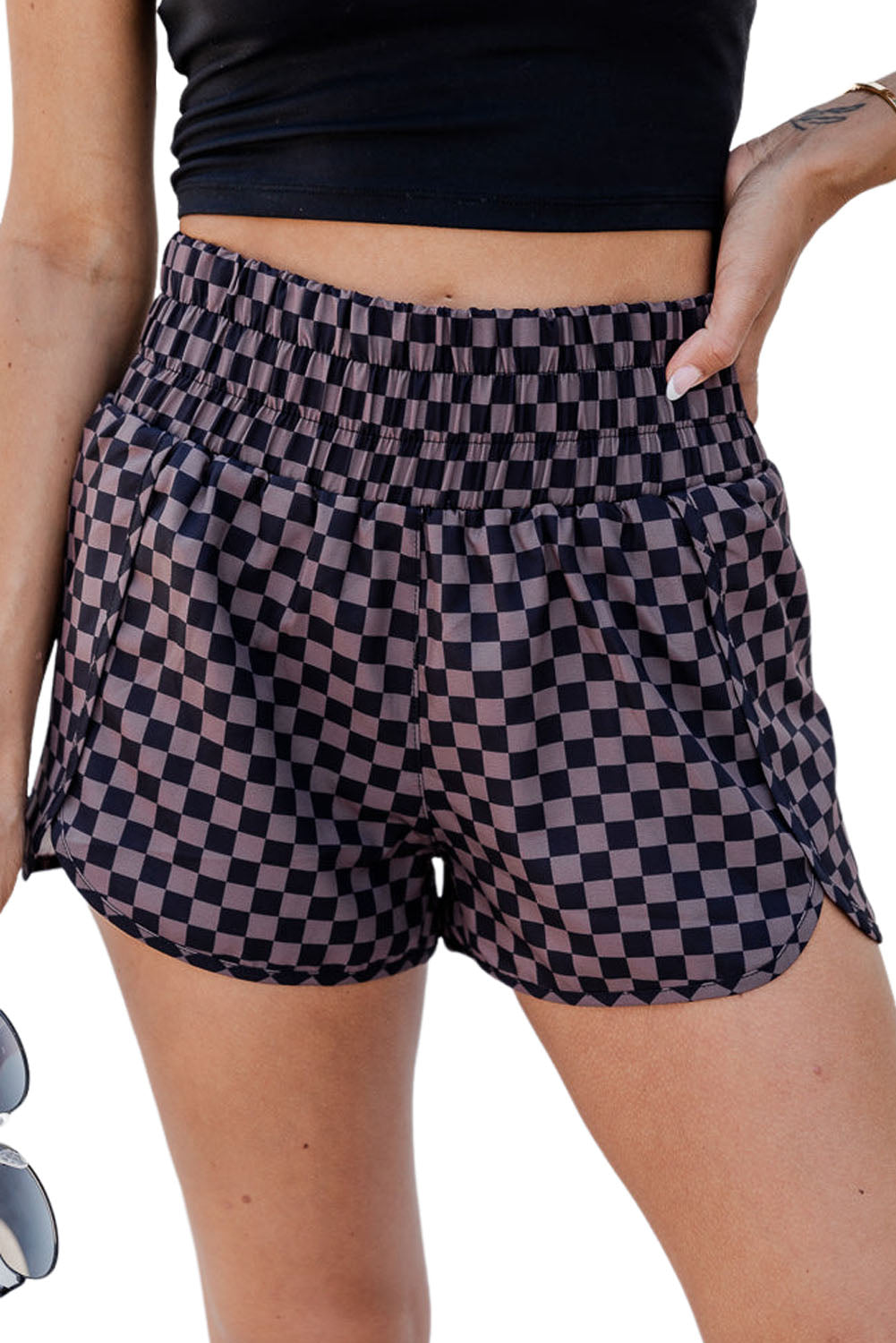 Multicolor Geometric High Waisted Athletic Shorts