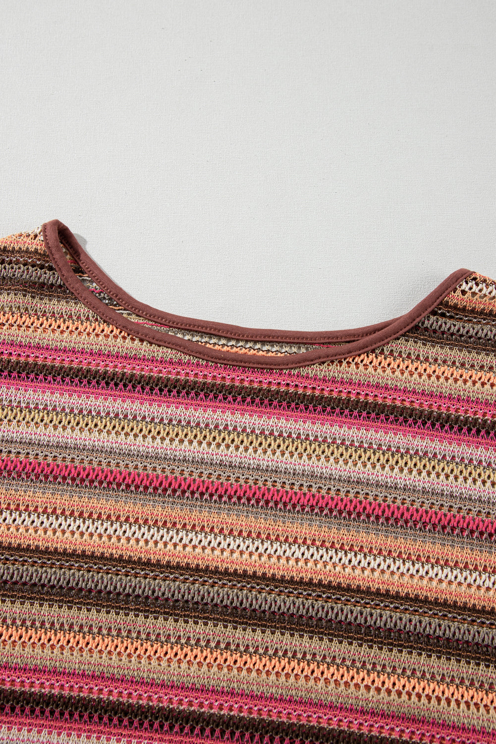 Ethnic Striped Wide Cropped Long Sleeve Top