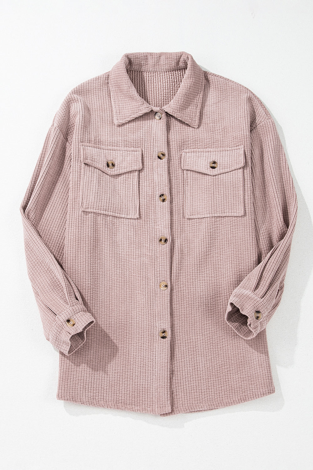 Corduroy Flap Pocket Button Up Shacket