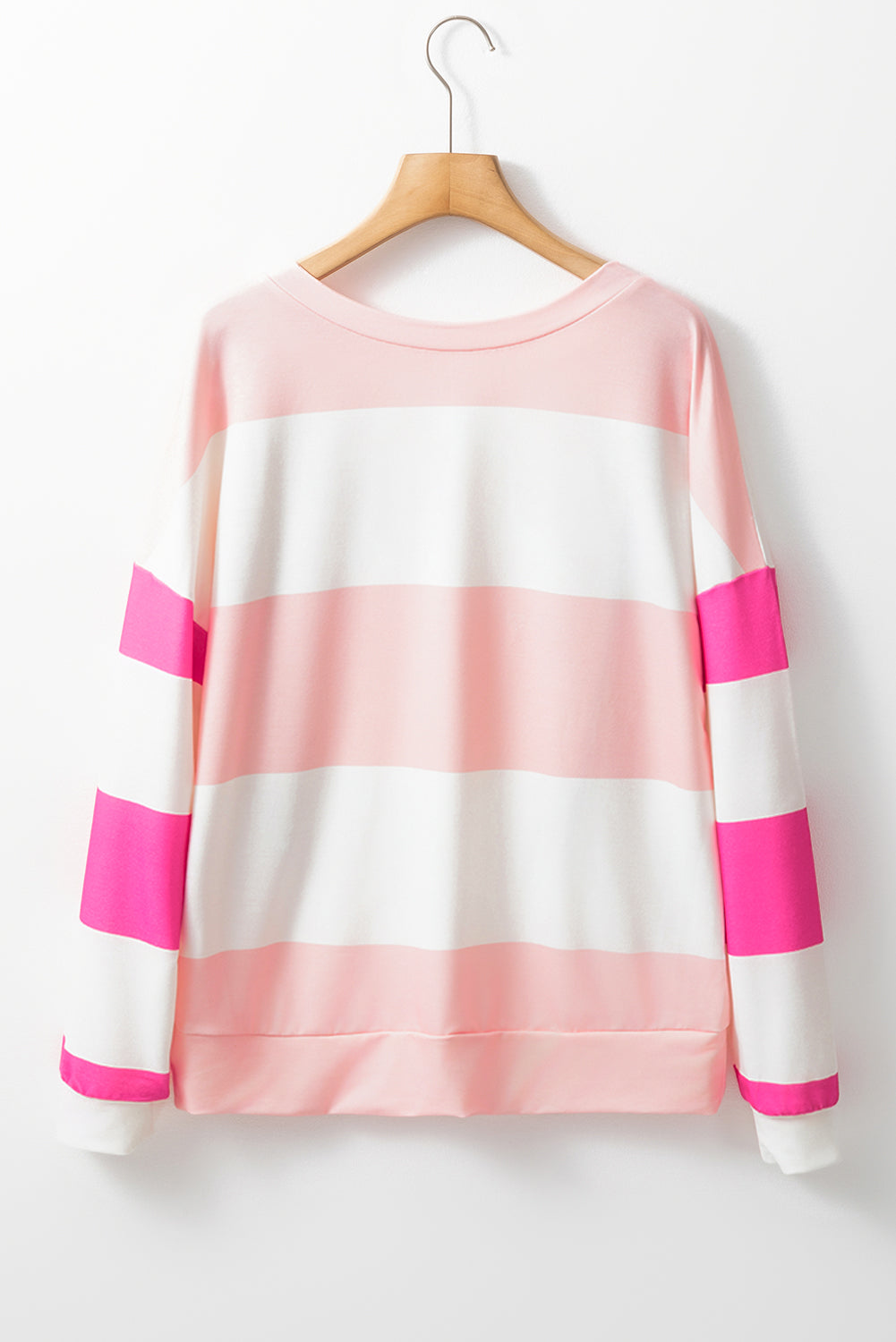 Colorblock Striped Drop Shoulder Long Sleeve Top