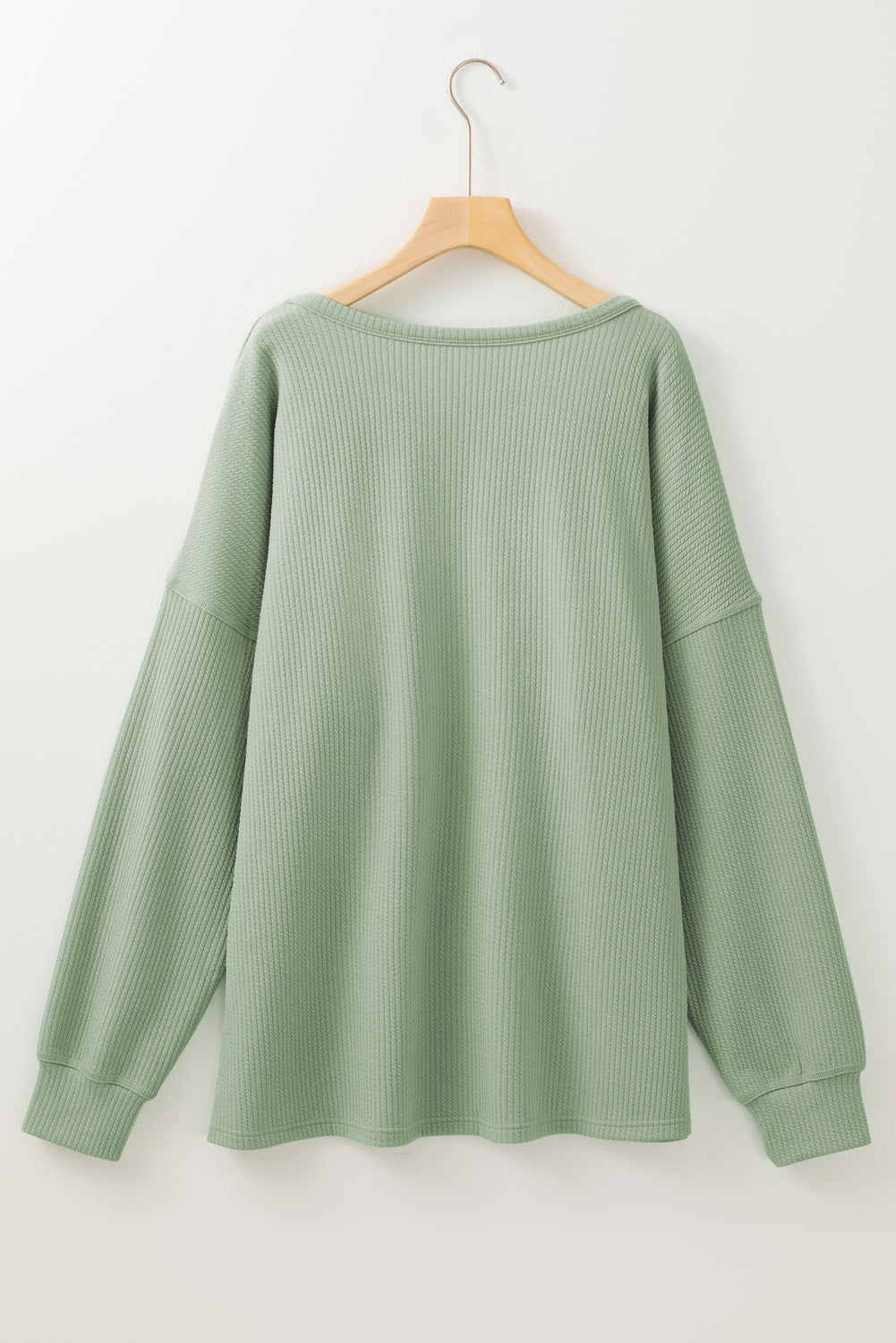 Plus Size Corded Knit Pocketed Crew Neck Top