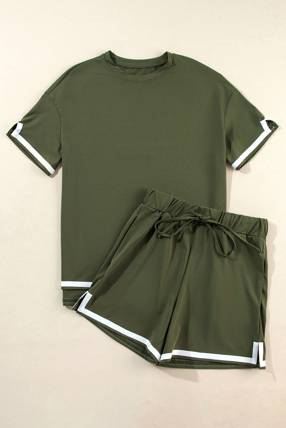 Contrast Trim Tee and Shorts Set