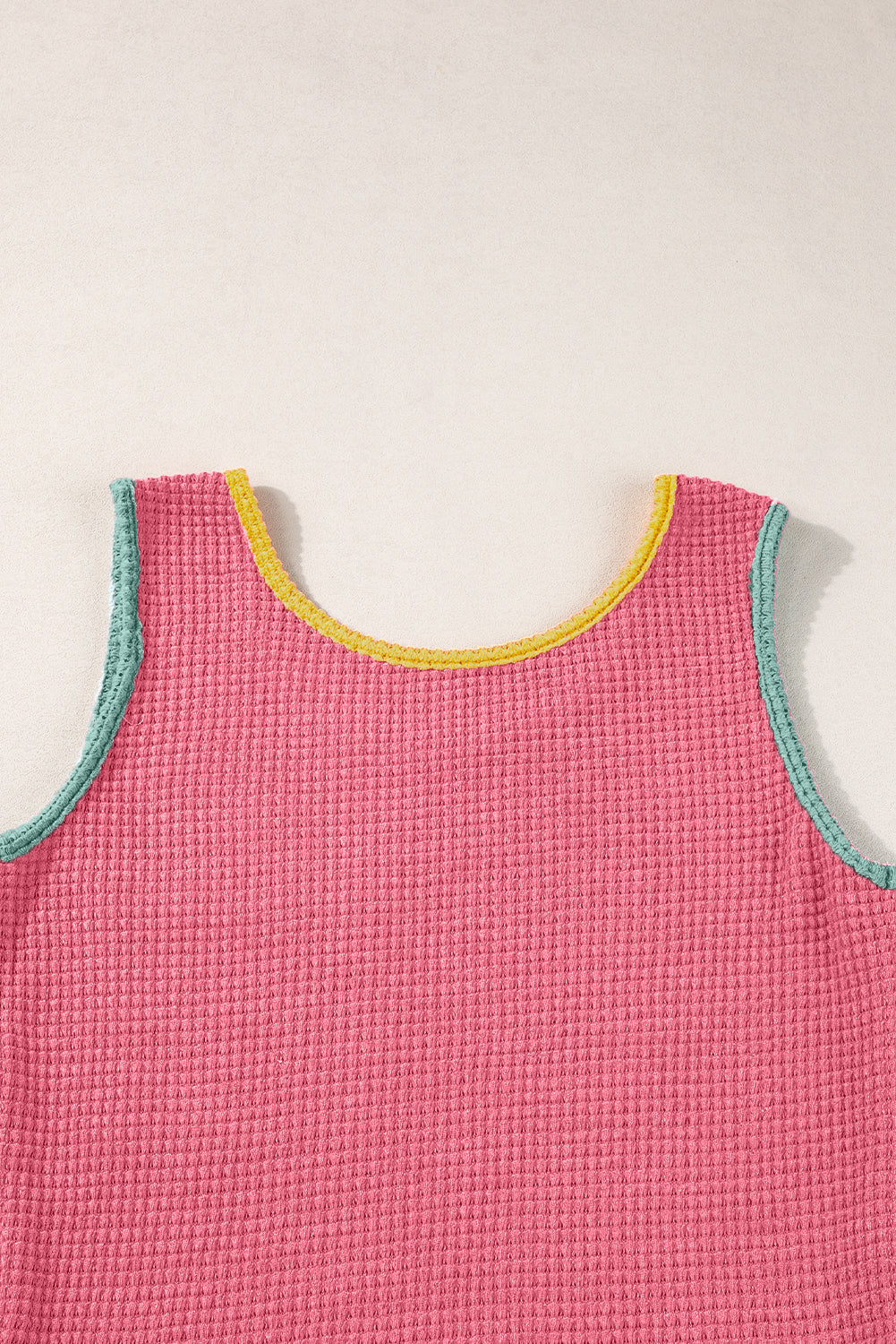 Light Blue Color Block Patched Pocket Breathable Knit Tank Top