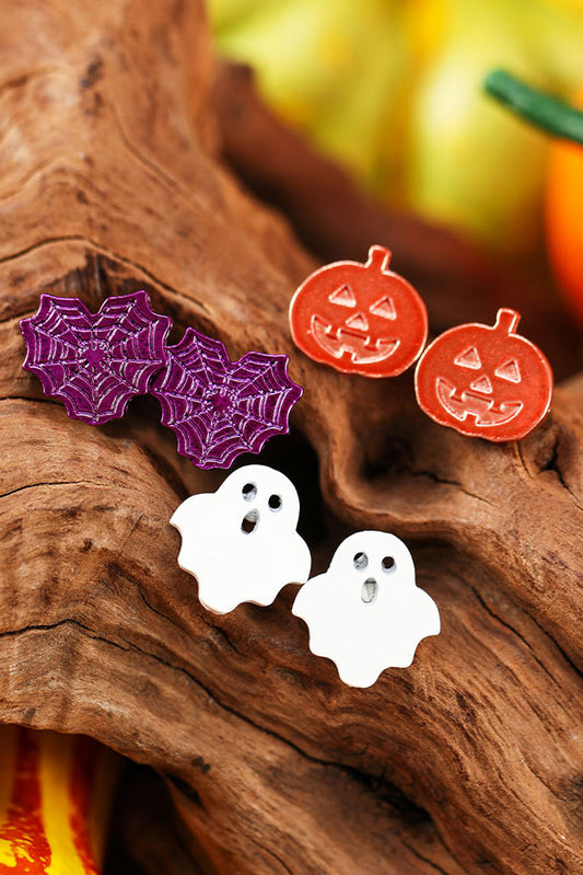 3 Pair Halloween Ornament Stud Earrings