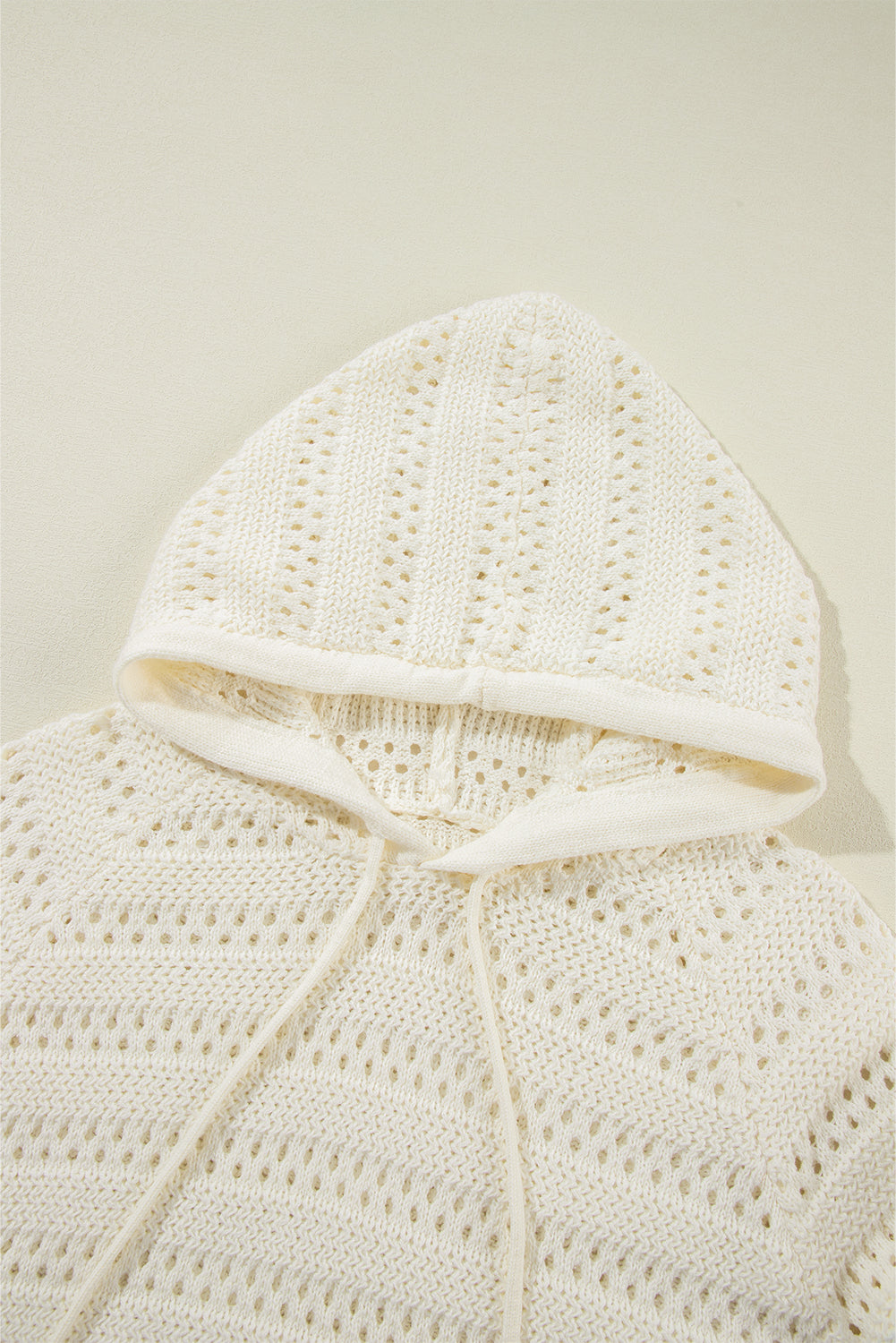 Pointelle Knit Raglan Sleeve Hooded Sweater