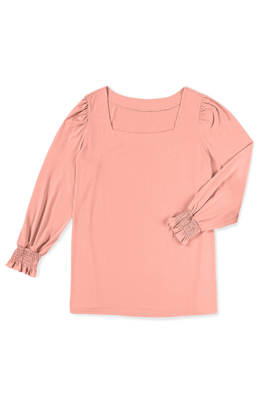 Pink Plus Size Square Neck Flounced Sleeve Top