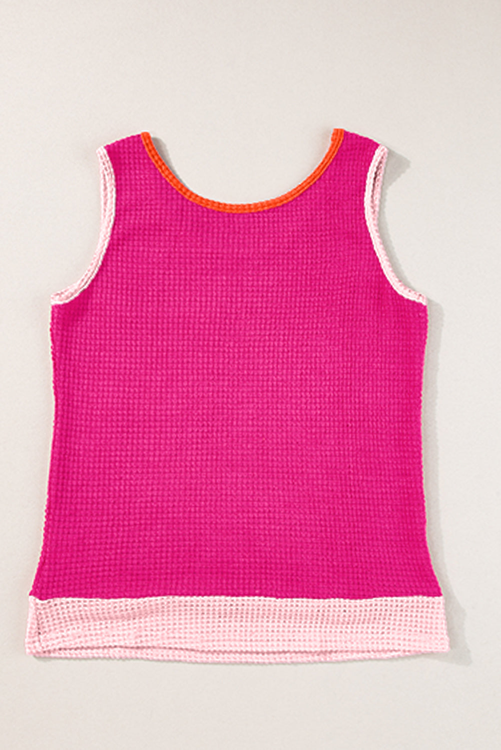 Light Blue Color Block Patched Pocket Breathable Knit Tank Top