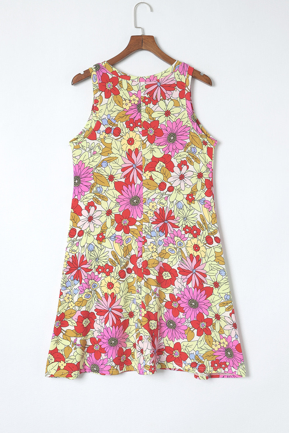 Multicolor Round Neck Sleeveless Floral Mini Dress