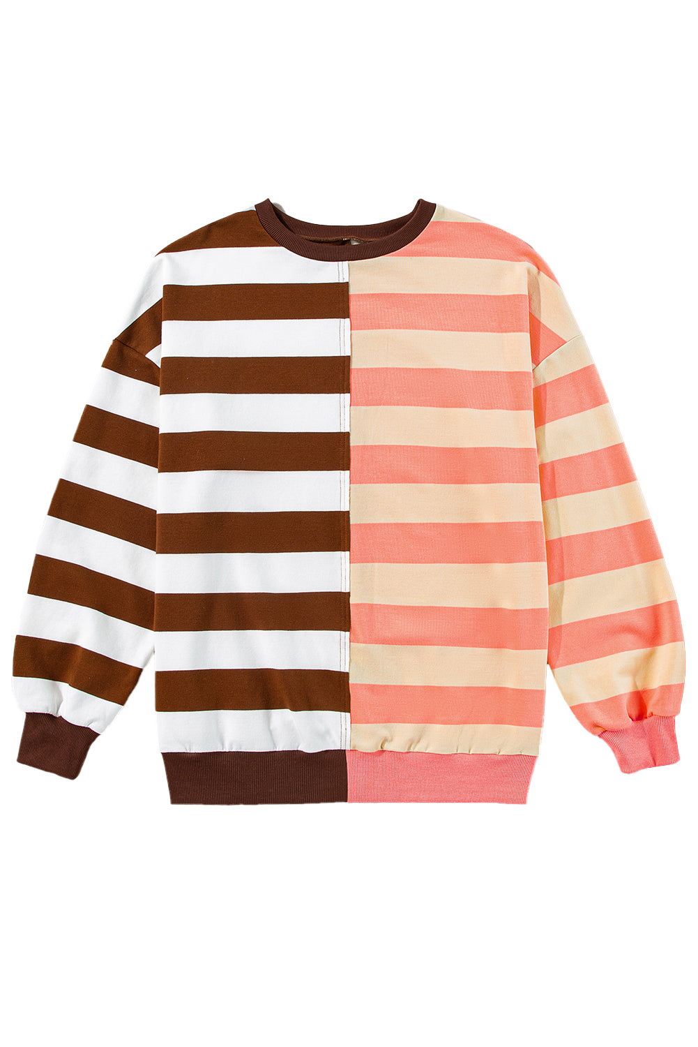 Stripe Color Block Drop Shoulder Pullover Sweatshirt