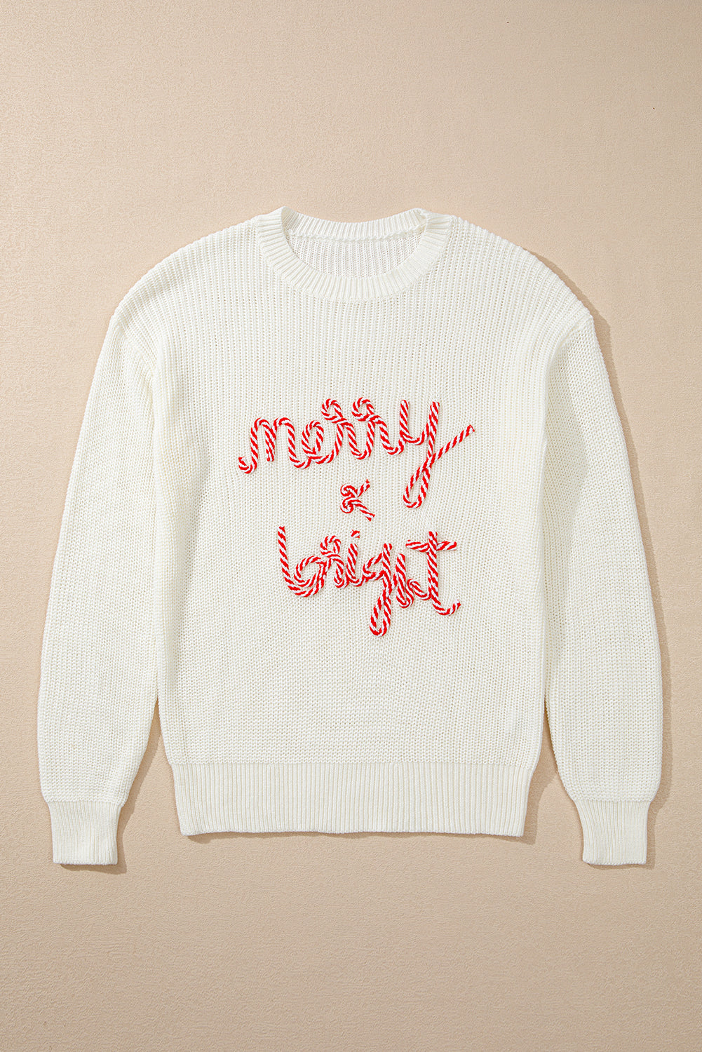 Striped Merry Bright Letter Christmas Sweater