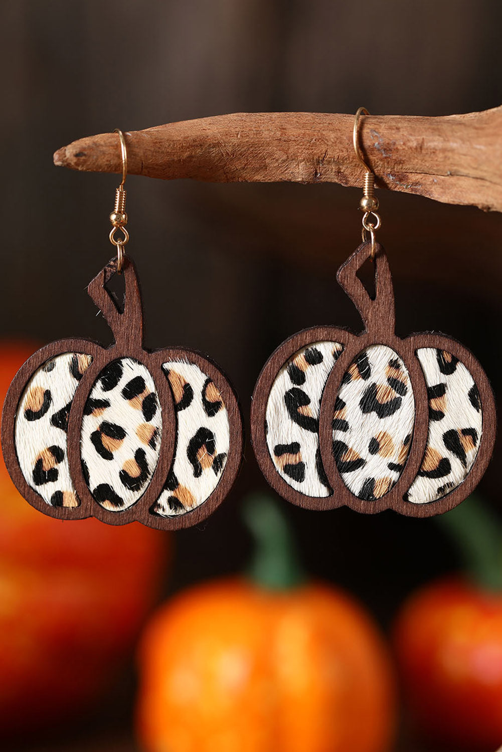 Leopard print Pumpkin Shape Drop Earrings