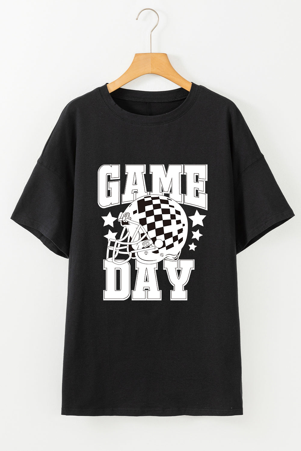 Black GAME DAY Checkerboard Football Helmet T Shirt