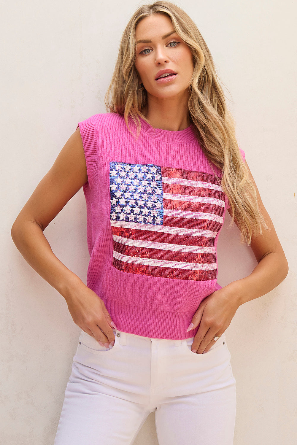 Sparkling American Flag Knitted Vest