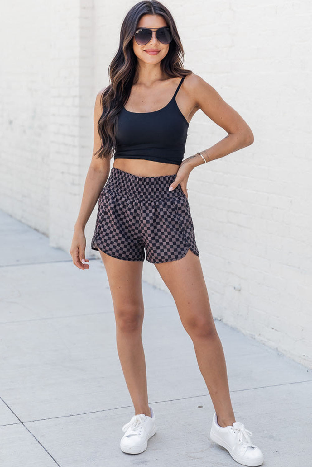 Multicolor Geometric High Waisted Athletic Shorts