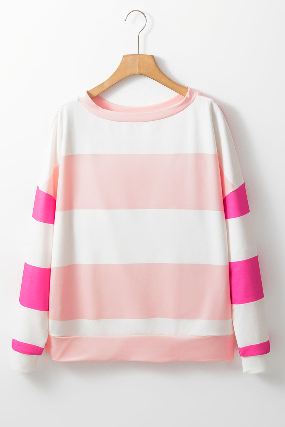 Colorblock Striped Drop Shoulder Long Sleeve Top