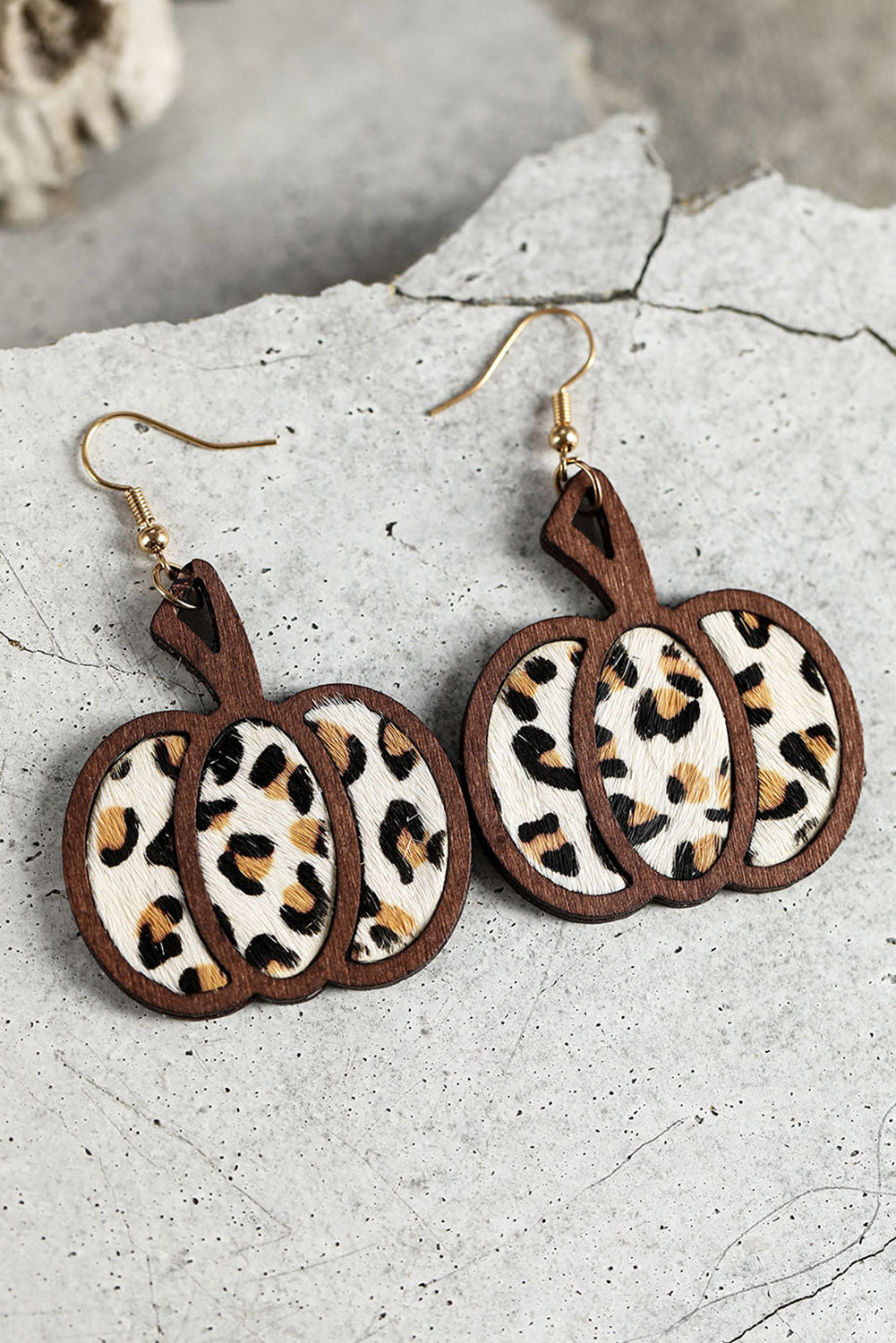 Leopard print Pumpkin Shape Drop Earrings