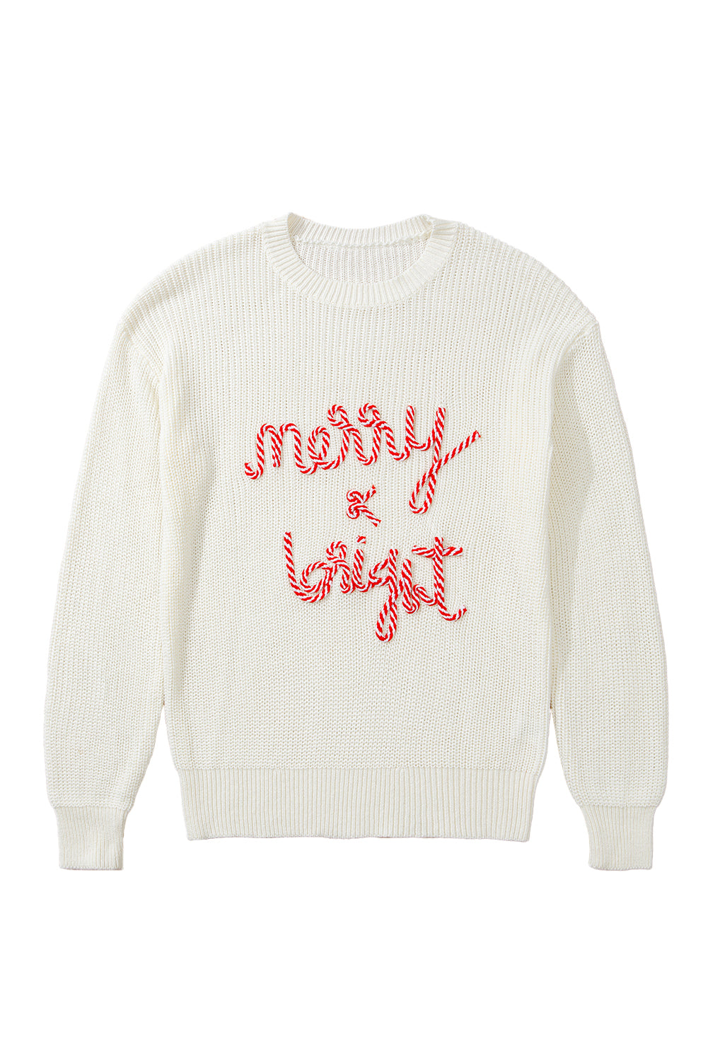 Striped Merry Bright Letter Christmas Sweater