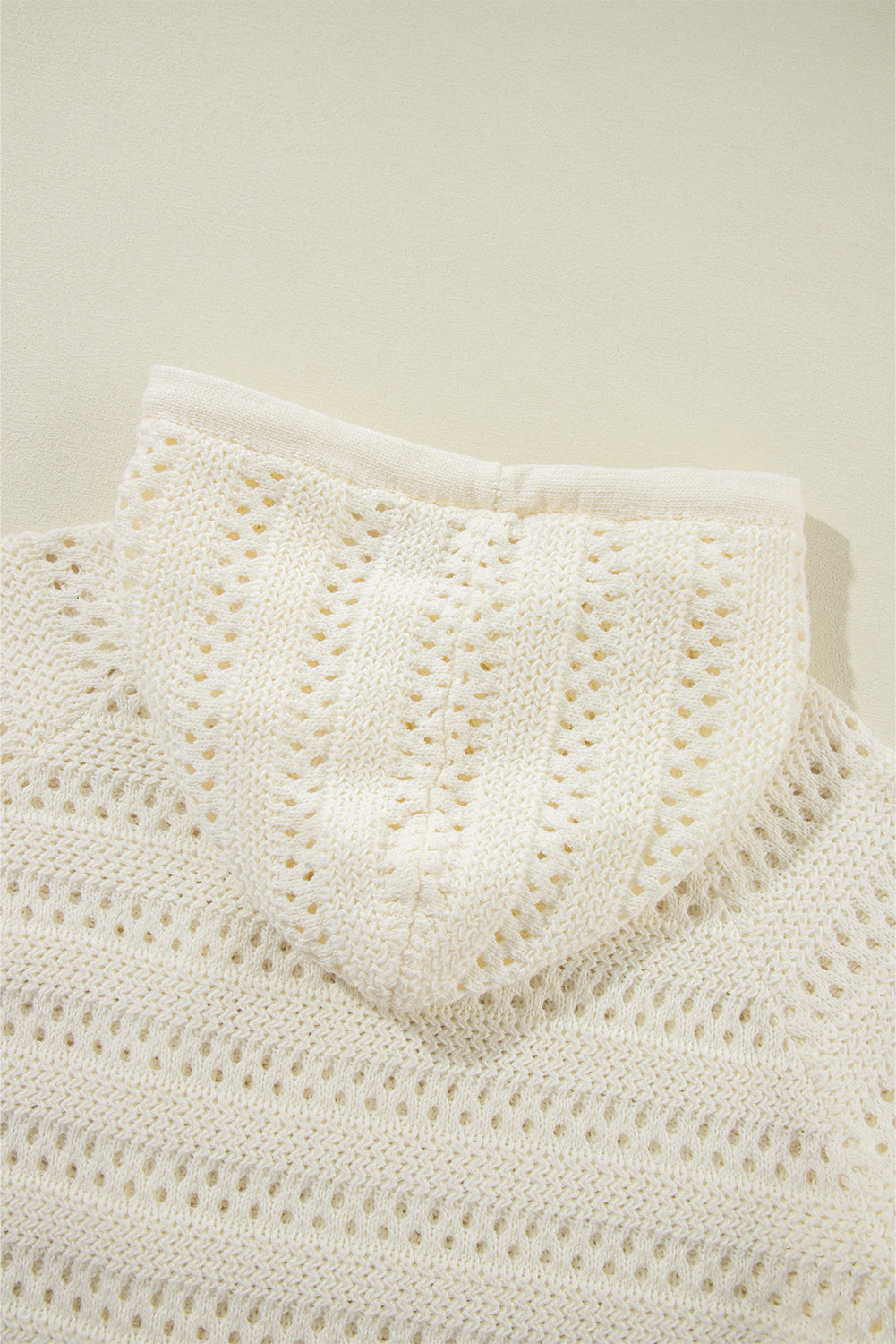 Pointelle Knit Raglan Sleeve Hooded Sweater