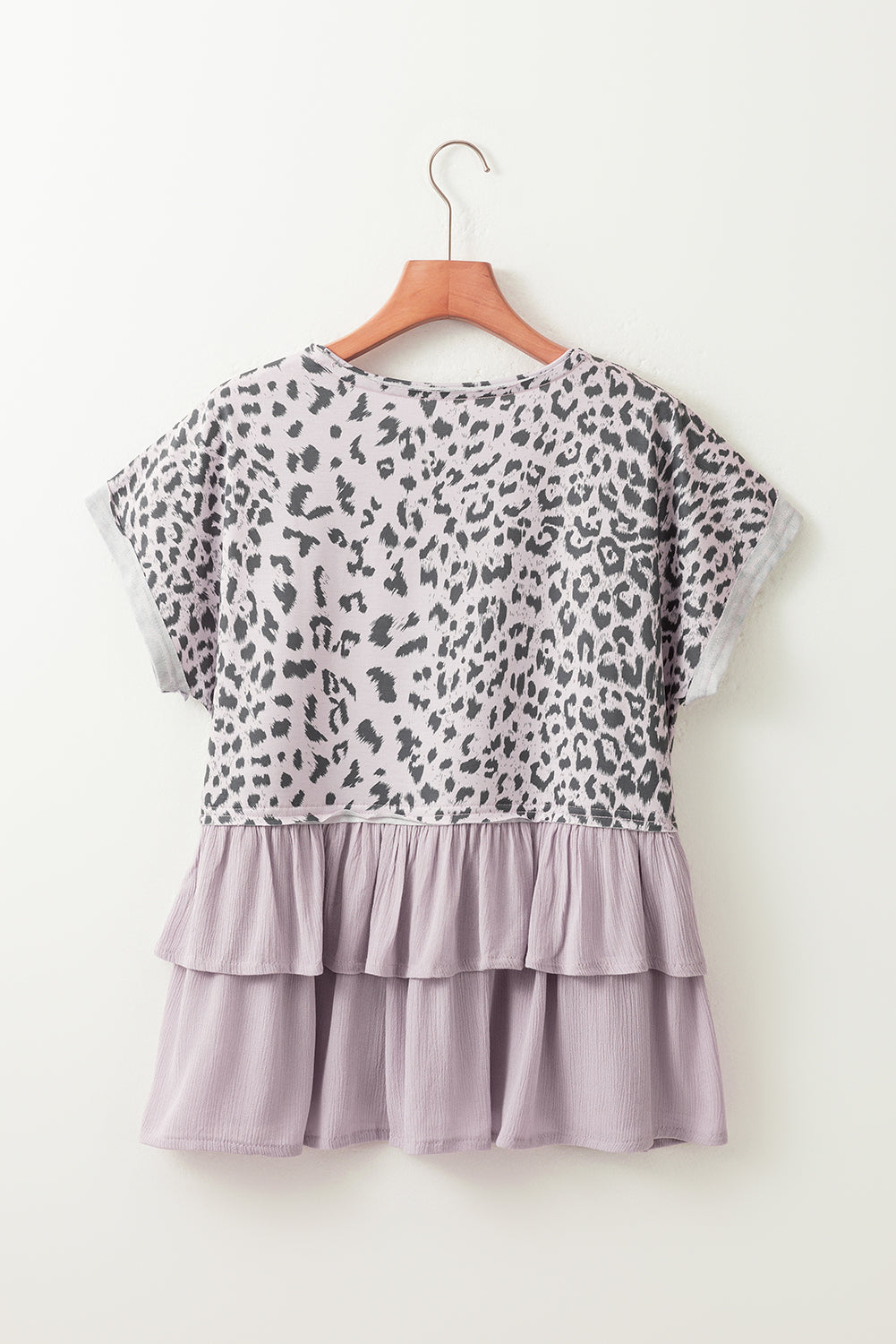 Pink Leopard Tiered Ruffle Short Sleeve Top