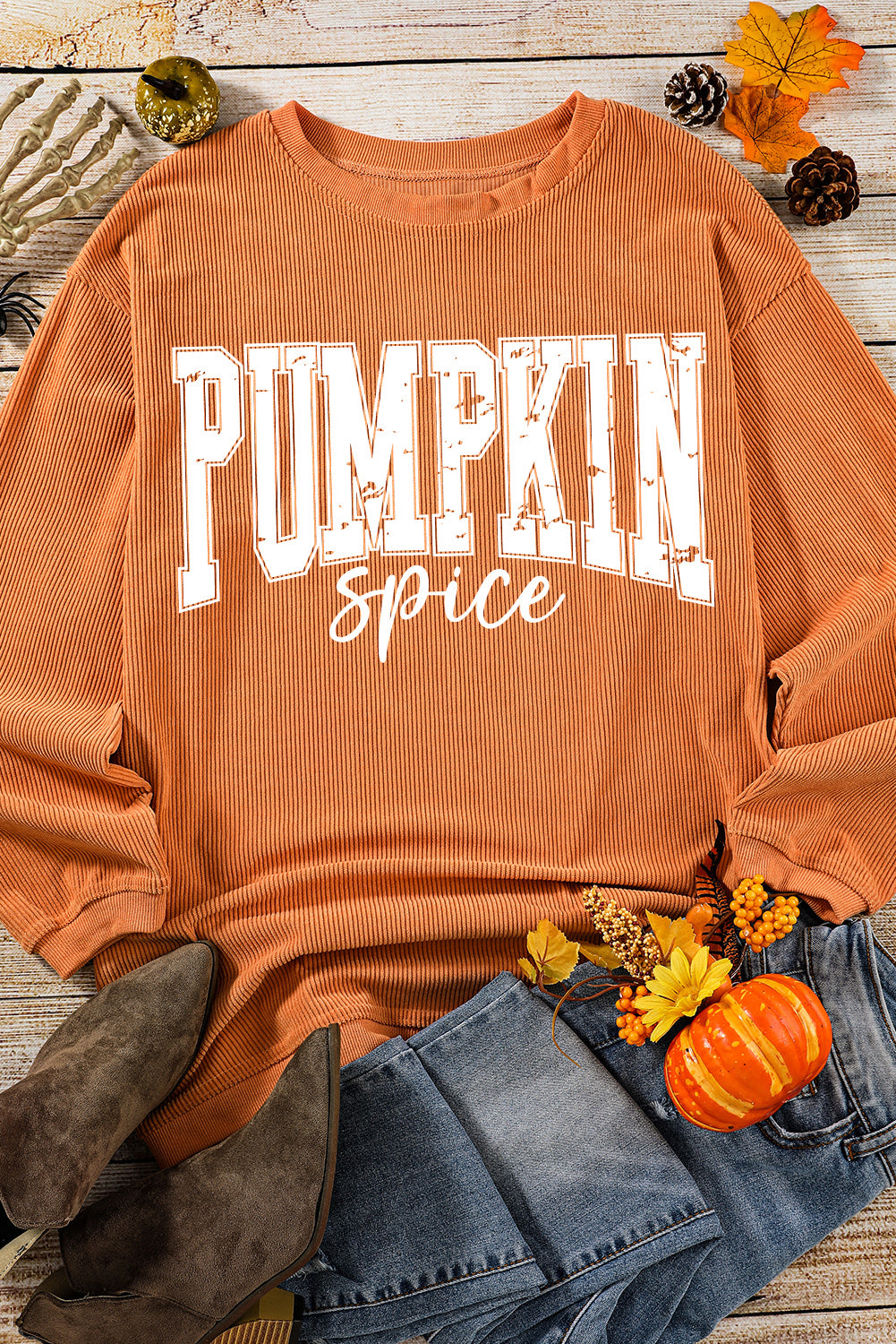 Pumpkin Spice Graphic Corded Crewneck Sweatshirt