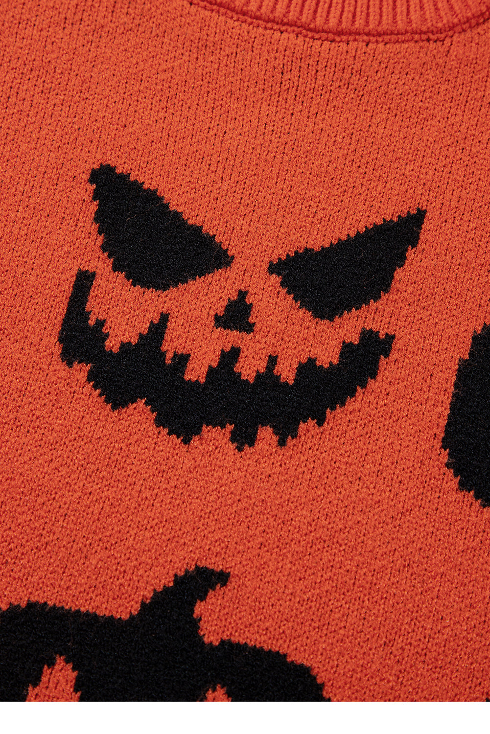 Halloween Pumpkin Face Pattern Drop Shoulder Sweater