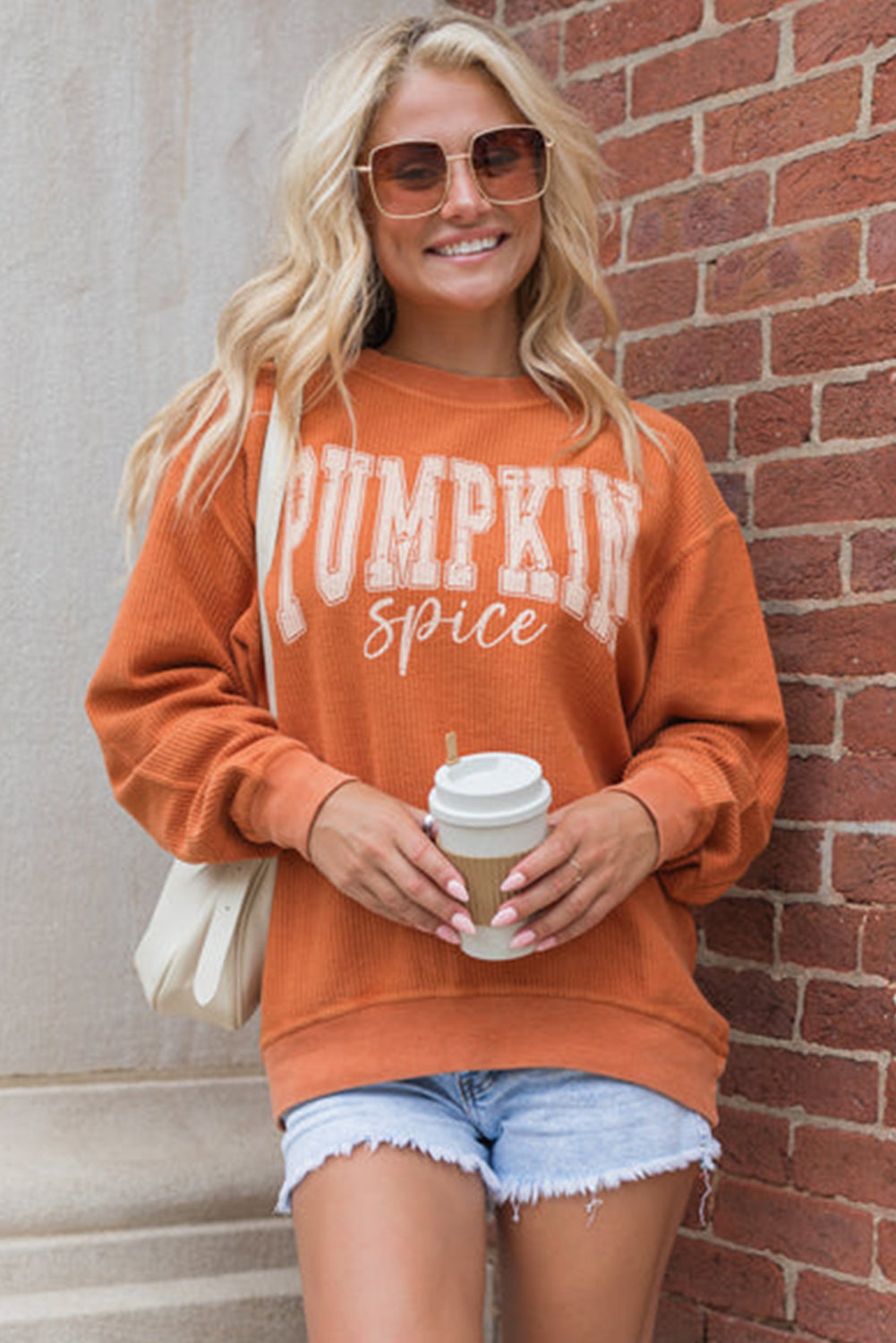 Pumpkin Spice Graphic Corded Crewneck Sweatshirt