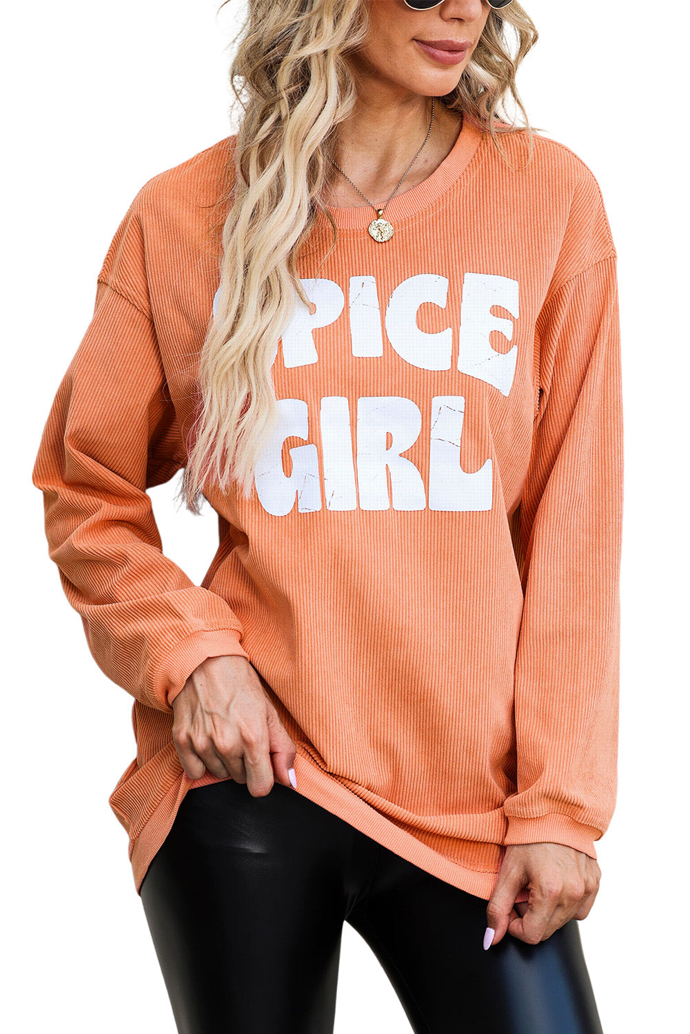 Orange Corded SPICE GIRL Graphic Sweatshirt